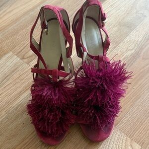MICHAEL Michael Kors Burgundy Pom-Pom Sandals